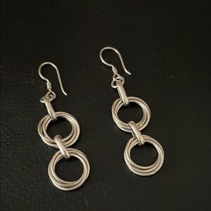 Elegant Silver Double Hoop Earrings